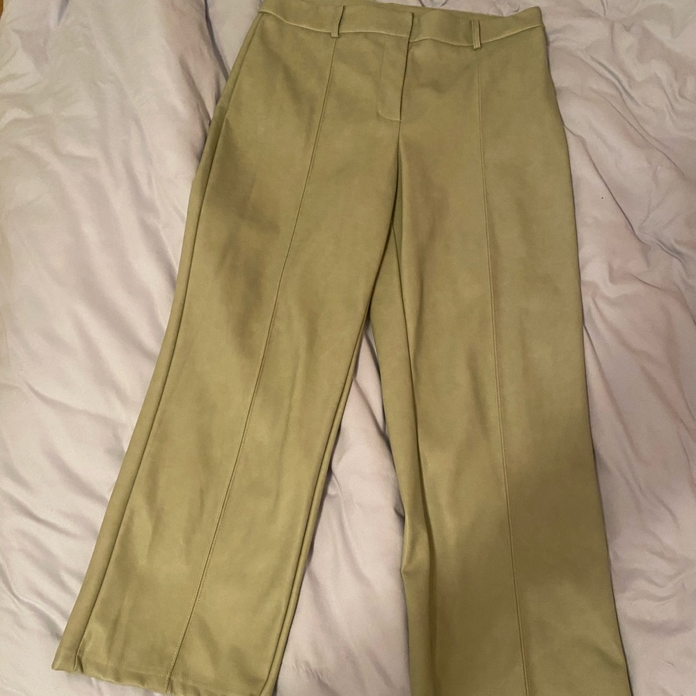 NWT 7 for All Man Kind Faux Leather Green Trousers